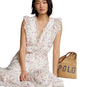 Polo Ralph Lauren Floral Bohemian Maxi Dress In Summer Purple Sz 10 NWOT